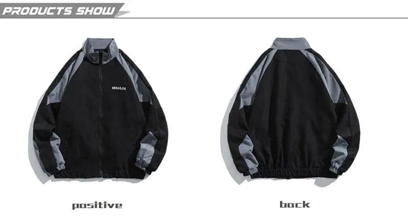 Hip Hop Varsity Jacket Men High Street Patchwork Color Black Windbreaker Coats Women Spring Autumn Thin Fashion College Jackets Pi-Mart