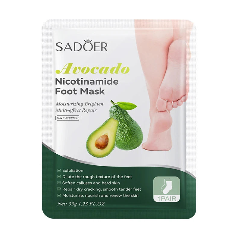 6 Pairs SADOER Fruits Foot Mask Moisturizing Foot Peeling Mask Exfoliating For Feet Spa Pedicure Exfoliant Feet Skin Care Pi-Mart