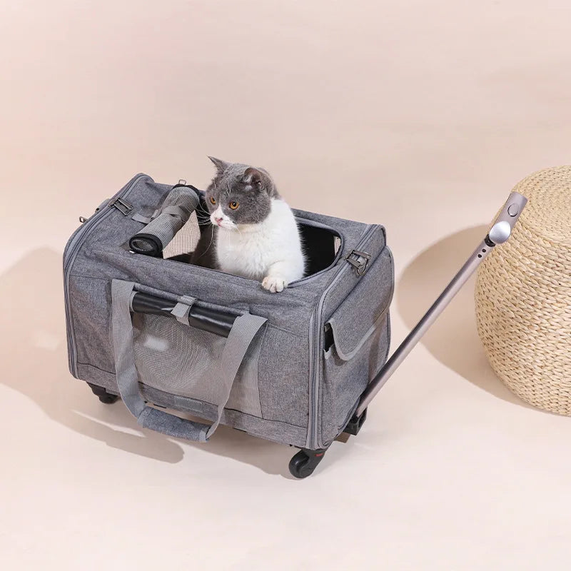 Pet Carrier with Wheels for Dogs Up To 15lbs & Cat  Airline Approved Dog Carrier Rolling Pet Carrier Foldable Pet Stroller Pi-Mart