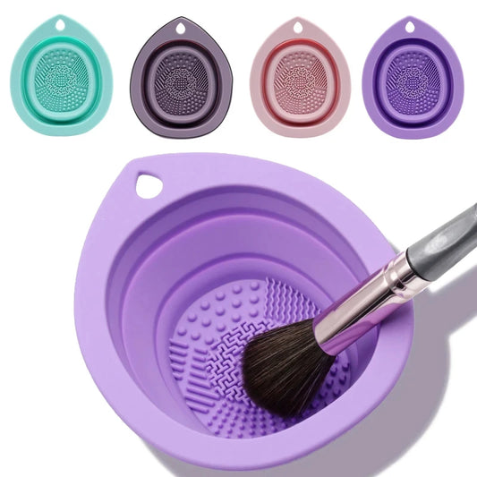 Silicone Makeup Brush Cleaner Folding Powder Puff Cleaning Bowl Eyeshadow Brushes Washing Soft Mat Beauty Tools Scrubber Box Pi-Mart
