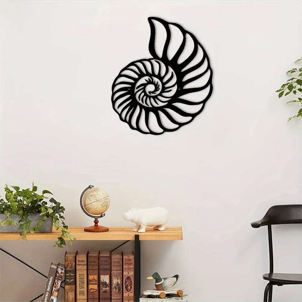 1pc Nautilus Shell Coastal Beach Metal Wall Art, Metal Wall Art Interior Decoration, Home Wall Hangings LadyShow.Store