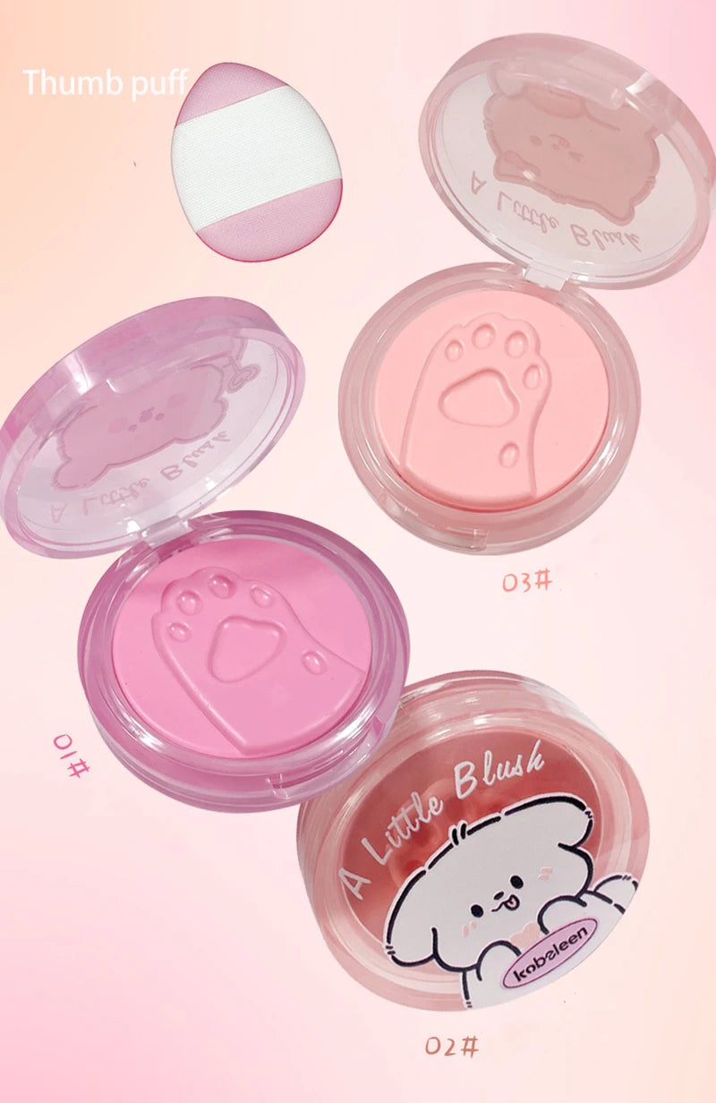 Cat Paw Cream Blush With Thumb Powder Puff Natural Matte Brighten Purple Apricot Rubores Cute Blusher Rouge Korean Dupes Makeup Pi-Mart