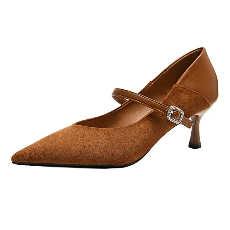Pointed Toe Leopard Sexy Heels Women Elegant Thin High Heel Designer Pumps Dress Shoes Fashion Buckle Shallow Zapatos De Mujer LadyShow.Store