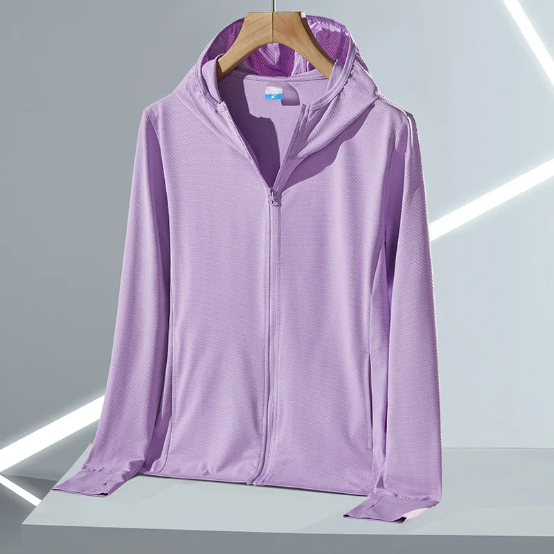 UPF45 UV Sun Protection Clothing Women's Zip Up thin Hoodie Long Sleeve Seatshirt Light Outdoor Fishing Running Hiking Jacket LadyShow.Store