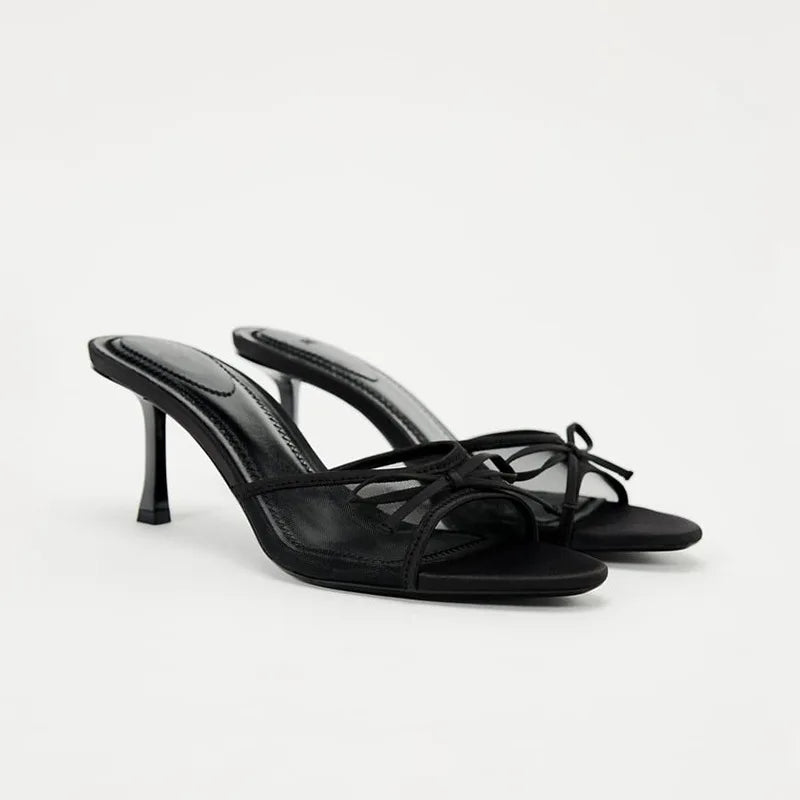 2024 Women Summer New Luxury Brand High Heel Sandals Versatile Simple Slim Heel Sandals Slippers LadyShow.Store