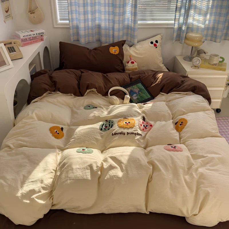 Brown Stripe Bedding Comforter Set Pillowcase bed sheet Single Full Size Bed Linen Duvet Cover Set Queen/King Double Single Bed LadyShow.Store