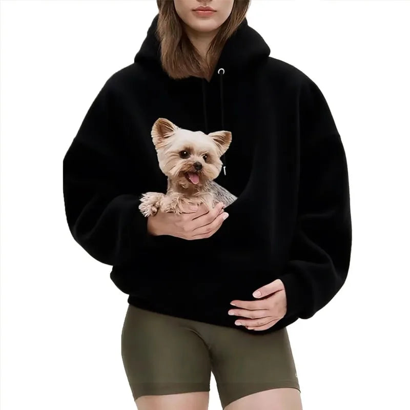 Pet Carrier Sweatshirt Hoodie for Small Dogs and Cats, Hands-Free Wearable Pouch Front Pack, Cozy Travel Walking Hiking Outfits LadyShow.Store