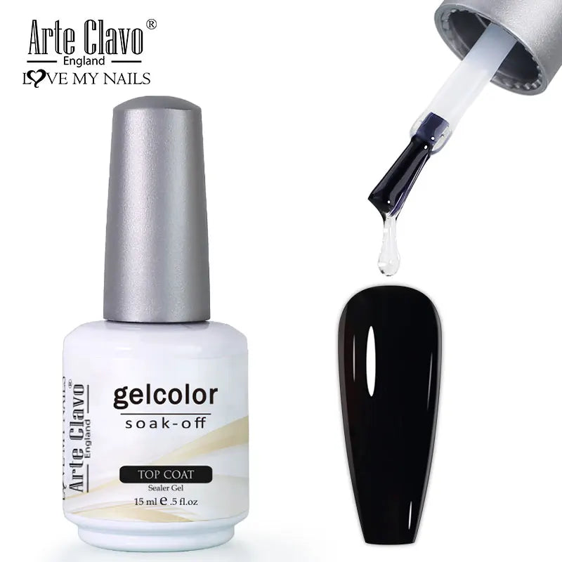 Arte Clavo Top Gel Polish 15ml Semi Permanent Varnish Function Gel Base Super Top Coat Transparent Gel Nails Soak Off Gel Tri Light Beauty