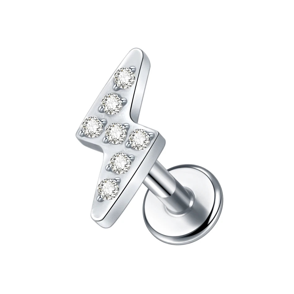 1Pc G23 Titanium Cartilage Stud Earrings for Women Lip Stud Labret Piercing Helix Daith Piercing Body Jewelry Pi-Mart