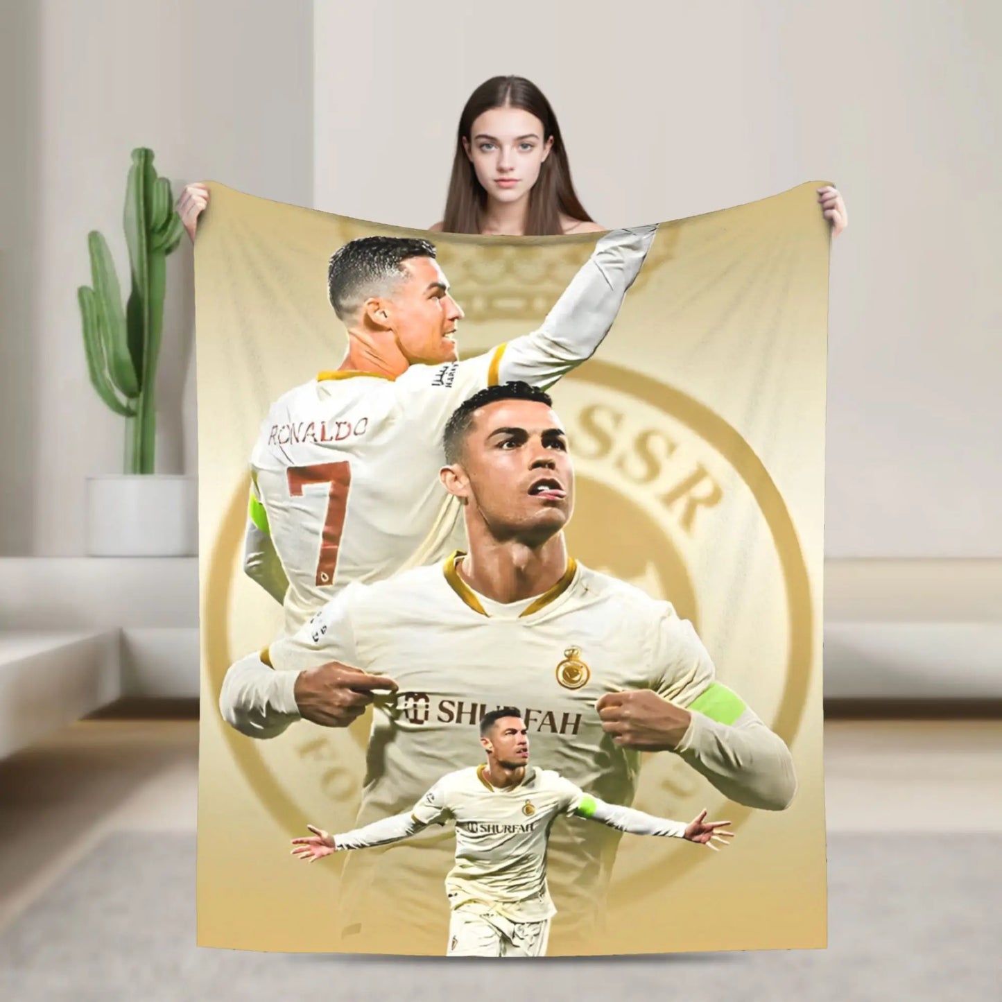 CR7  Football Soccer Blanket Ronaldos Flannel Funny Warm Throw Blanket for Bedding Lounge Decoration Pi-Mart