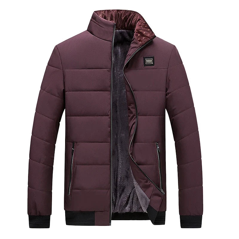 Puffer Jacket Mens Fleece Lined Thick Parkas Stand Collar Jacket Men's Coat Winter Warm Thick Coat Quilted Padded Jacket Outwear LadyShow.Store