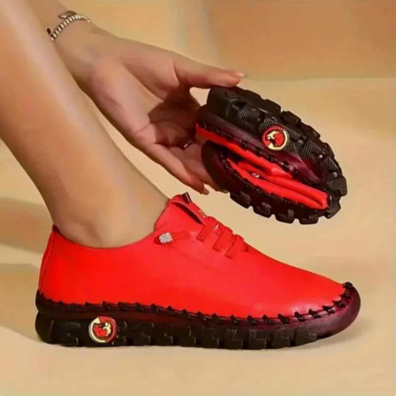 Sneakers Women's Shoes Loafers Lace Up Leather Flat New Spring Casual comfortable Mom Shoe Mujer Zapatos Chaussure Femme Pi-Mart