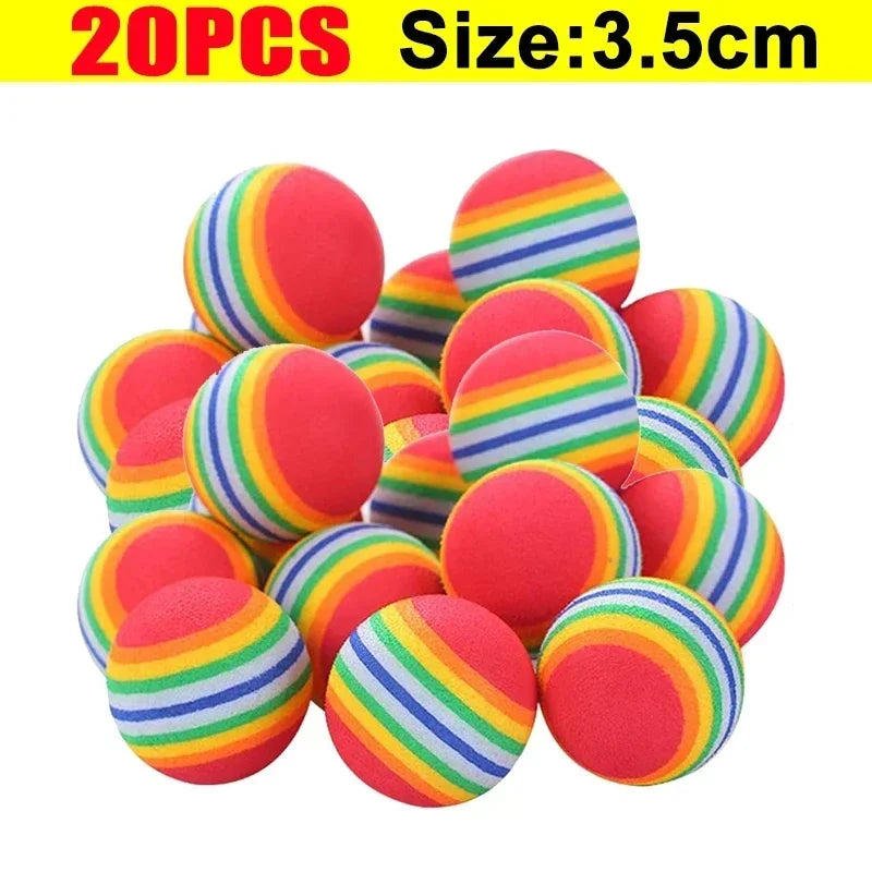 10-100x Colorful Cat Toy Ball EVA Bite-Resistant Elastic Rainbow Ball Kitten Puppy Chewing Training Interactive Toy Pet Supplies Pi-Mart