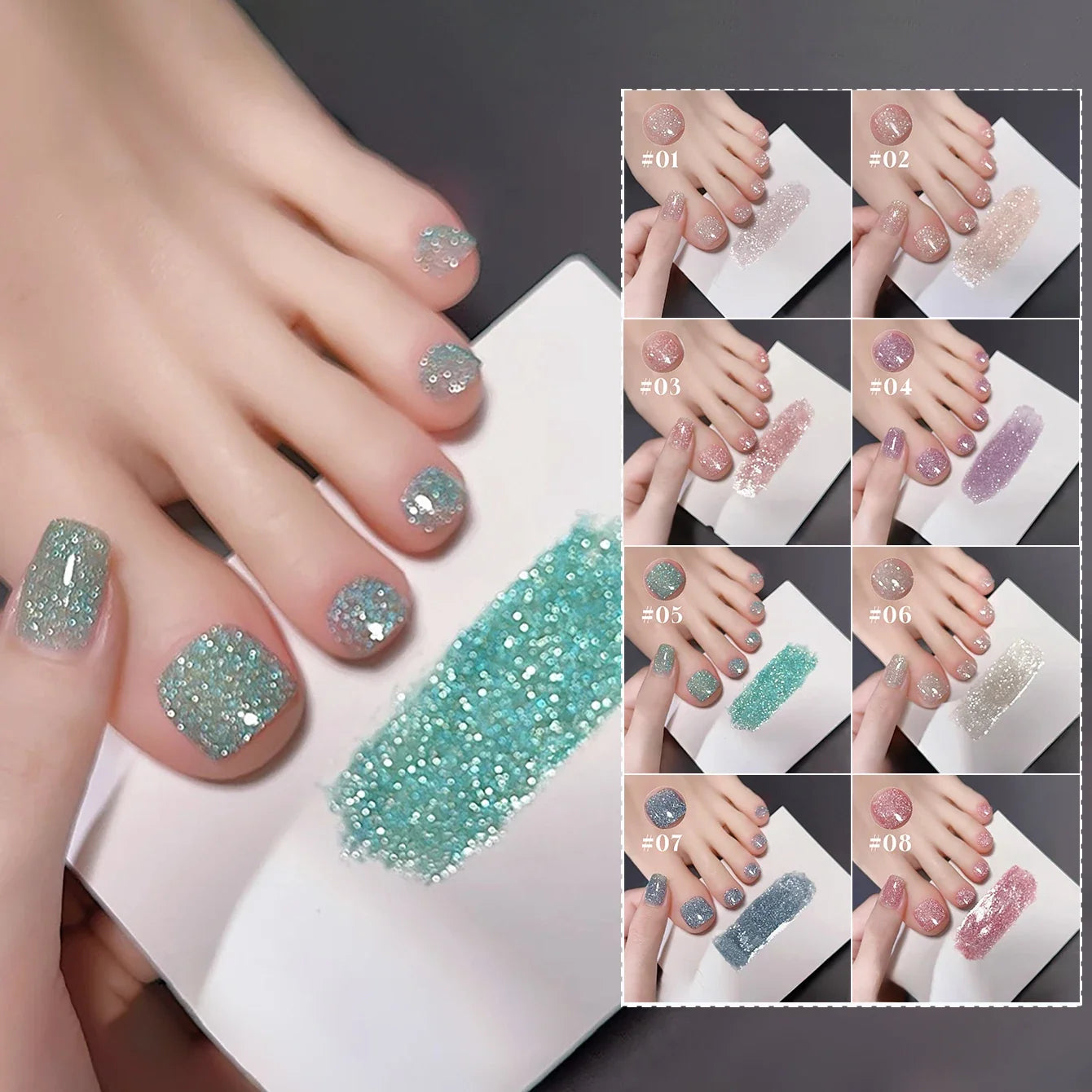 SHAKA 1-8pcs Popular Versatile Whitening Pink Green Blue Bling Gel Super Glitter Water Light Broken Diamond Gel Nail Polish Tri Light Beauty