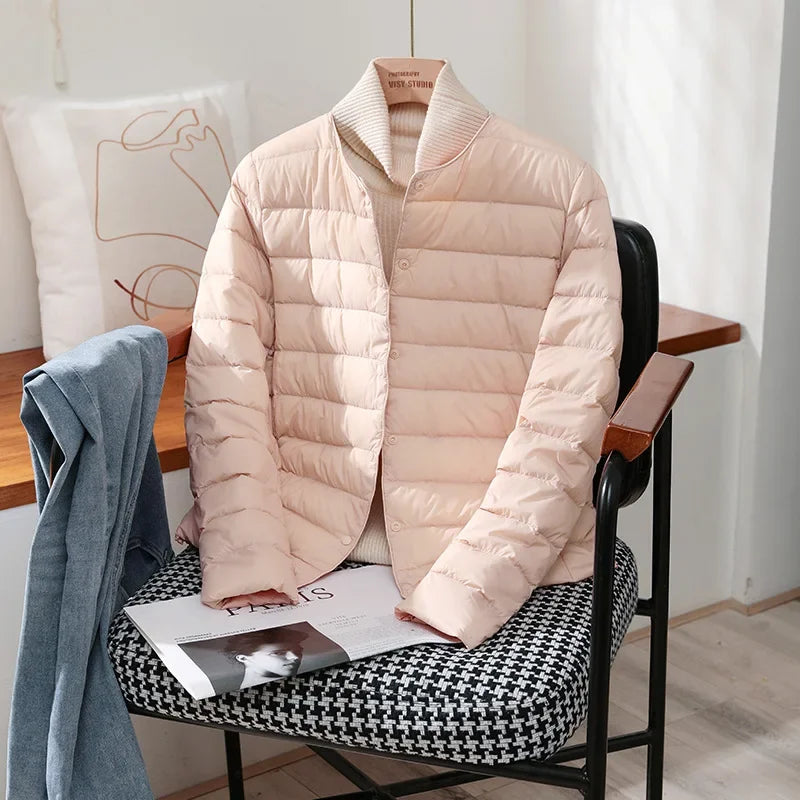 2026 New Arrivals Autumn Winter Warm Women White Duck Down Slim Jackets Female Fashion Ultra Lightweight Packable Puffer Coats LadyShow.Store