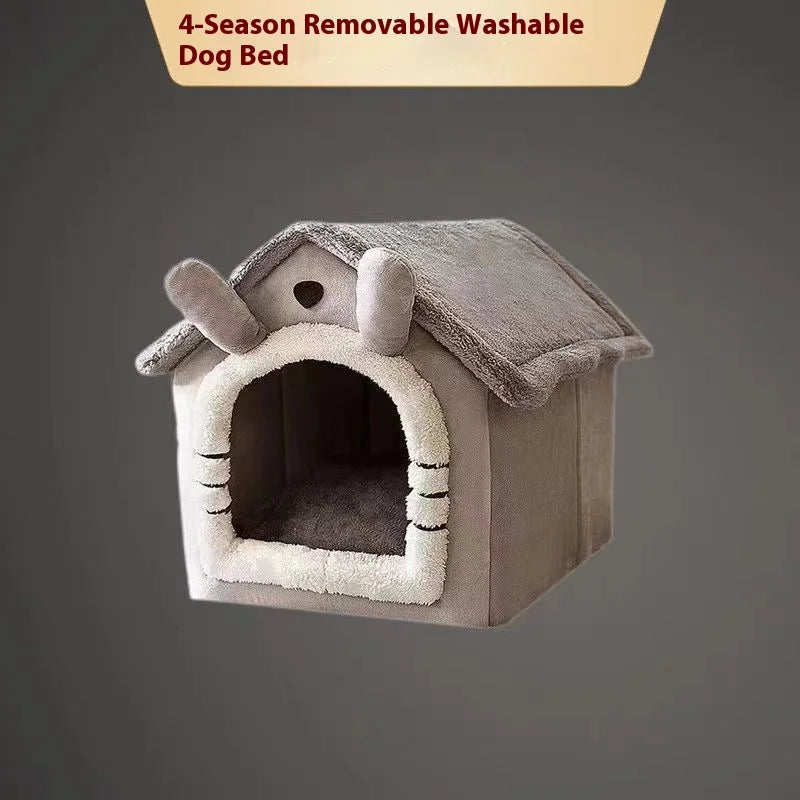 House Style Pet Bed for Small Dogs & Cats - All Season Removable Washable Dog House Winter Warm Teddy Bed Pet Supplies Pi-Mart