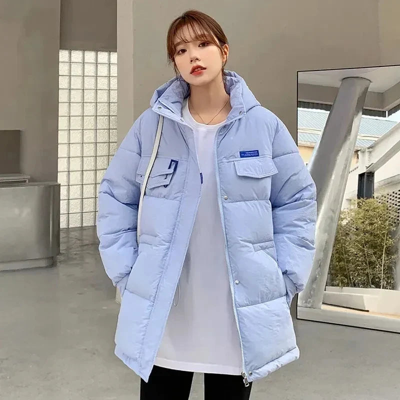 2025 New Winter Hooded Parka Women's Down Cotton Jacket Puffer Coat Overcoat Thick Warm Cotton Padded Jacket Snow Wear Outwear LadyShow.Store