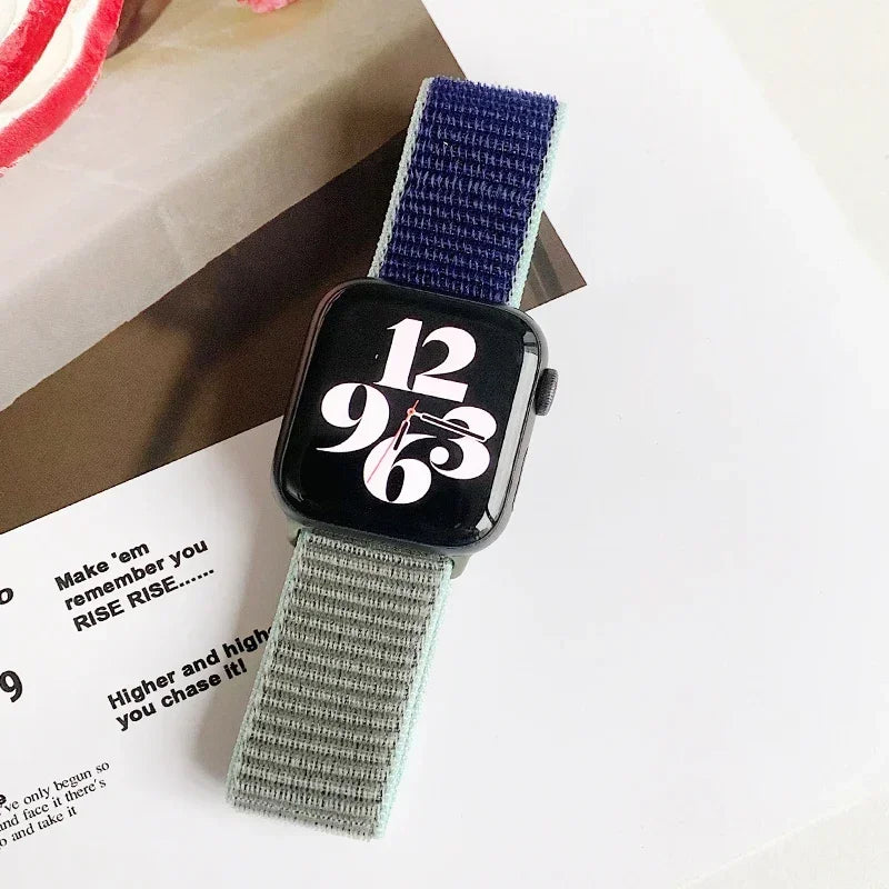 Nylon Sport loop Strap For Apple Watch Band 44mm 42/40mm 45mm  38/41mm pride Bracelet iwatch Ultra2 49mm Series 9 8 se 7 6 5 4 3 LadyShow.Store