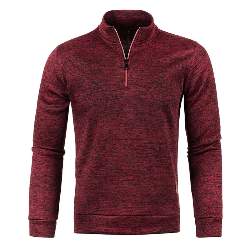 Autumn Men's Half Zipper Sweatshirts Long Sleeve Solid Color Pullover Turtleneck Streetwear Winter Warm Jacket Sport Coats Pi-Mart