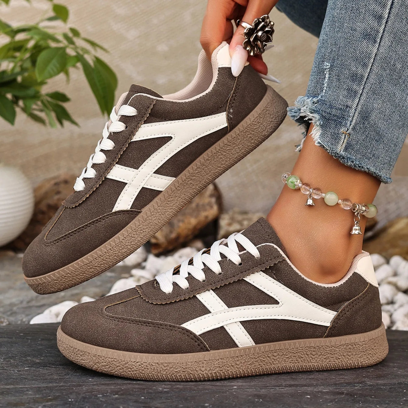 Women Sneakers 2026 Fashion Casual Flats Vulcanize Shoes Round Toe Lace Up Comfortable Flat Shoes for Women Zapatos De Mujer Pi-Mart