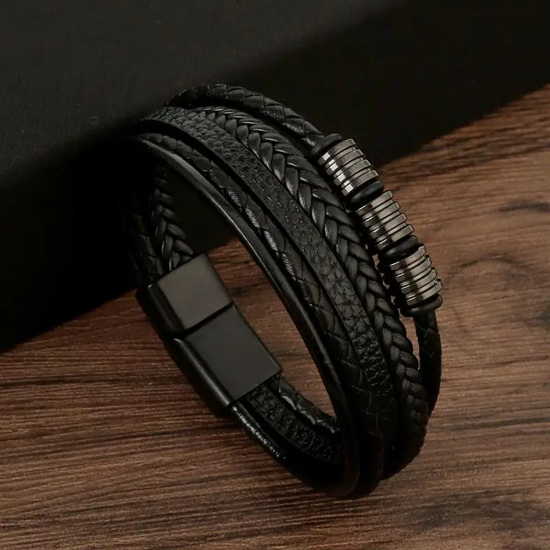 Classic Men's Leather Bracelet New Style Hand-woven Multi-layer Combination Accessory Fashion Man Jewelry Wholesale Dropshipping Pi-Mart