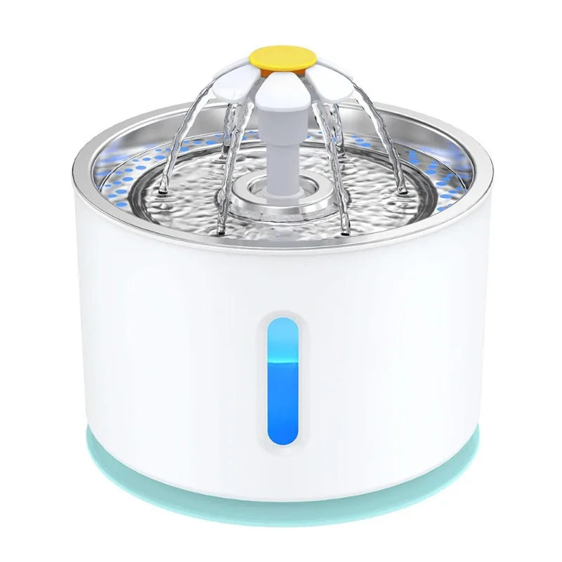 Pet Water Fountain Quiet Pump Visible Water Level 4-Layer Filter Flower Nozzle Cat Dispenser Drinking Bowl Cats Small Dogs Home Pi-Mart
