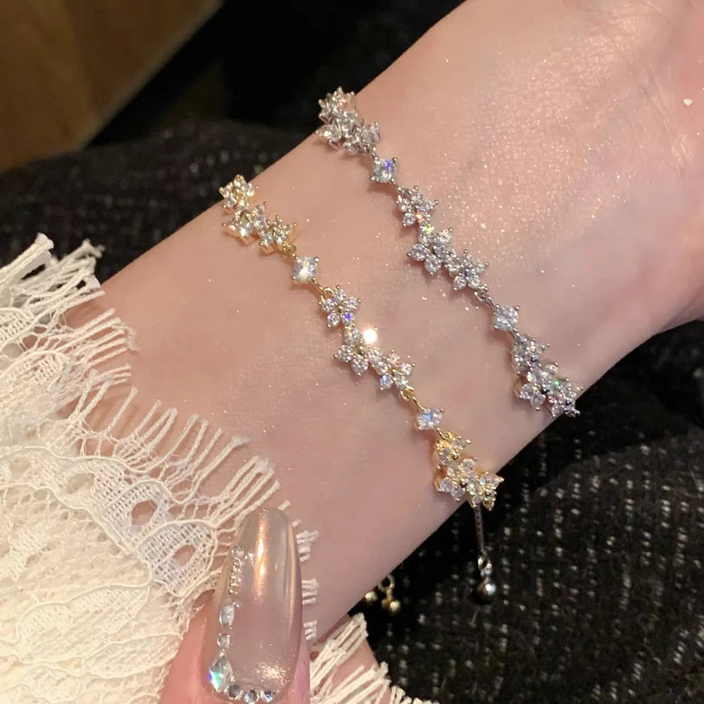 Pulling Bracelet Zircon Handmade Bracelet Zinc Alloy Bracelet Fashionable For Party Women Fashion Accessory Pi-Mart