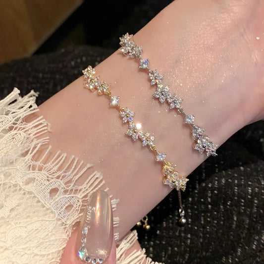 Pulling Bracelet Zircon Handmade Bracelet Zinc Alloy Bracelet Fashionable For Party Women Fashion Accessory Pi-Mart