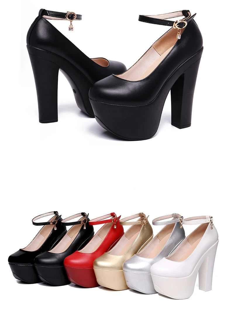 15cm Small Size 32-43 Thick Bottom Gold Red Wedding Shoes Women Platform Pumps 2026 Fall Block Super High Heels Shoes Model Pi-Mart