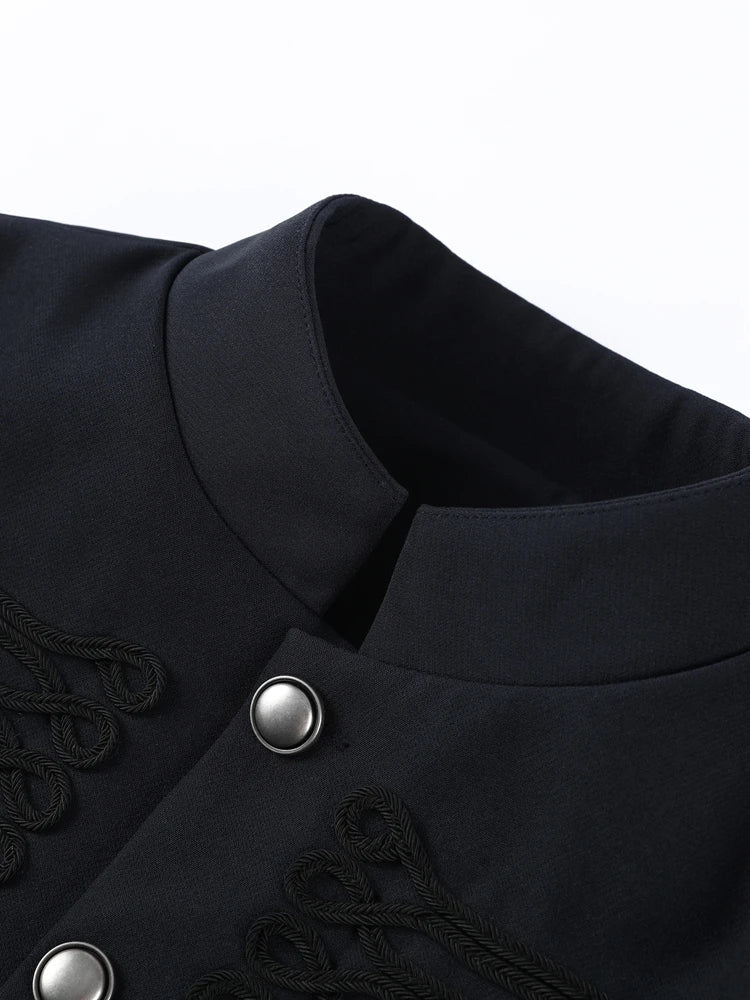 Vintage Napoleon Short Jacket for Women Stand Collar Full Sleeve Single-Breasted Slim Coat 2026 Spring Lady New Streetwear LadyShow.Store
