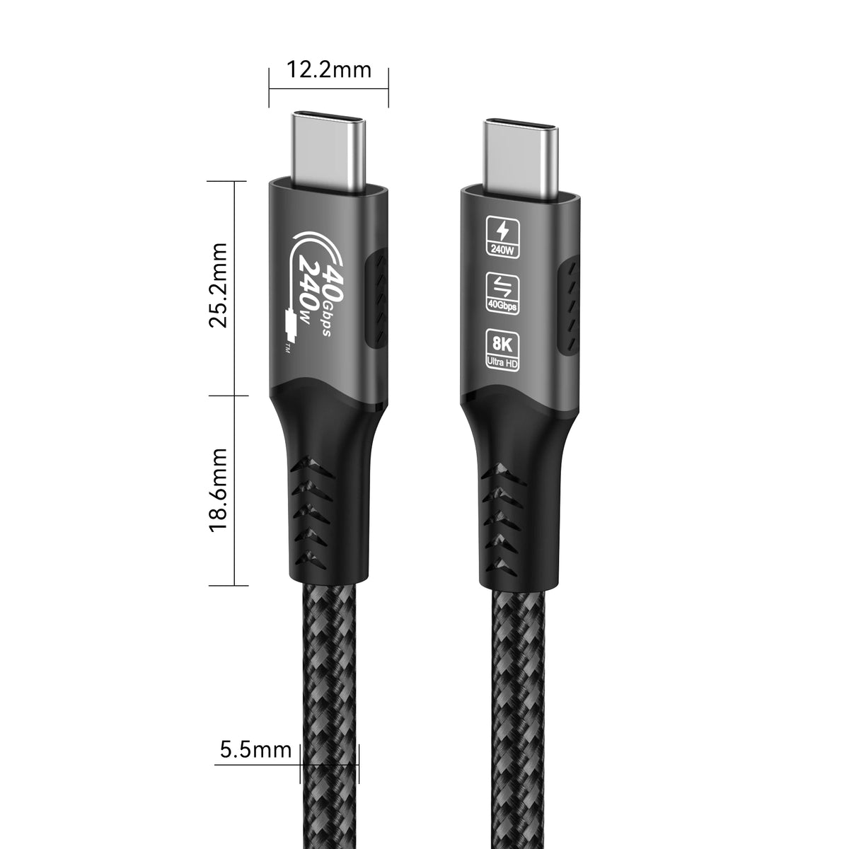 USB4 Cable 40Gbps 48V 240W For Thunderbolt 4 Type C Fast Charging Cable Thunderbolt3 USB C to C Data Transfer Cable For Laptop Pi-Mart