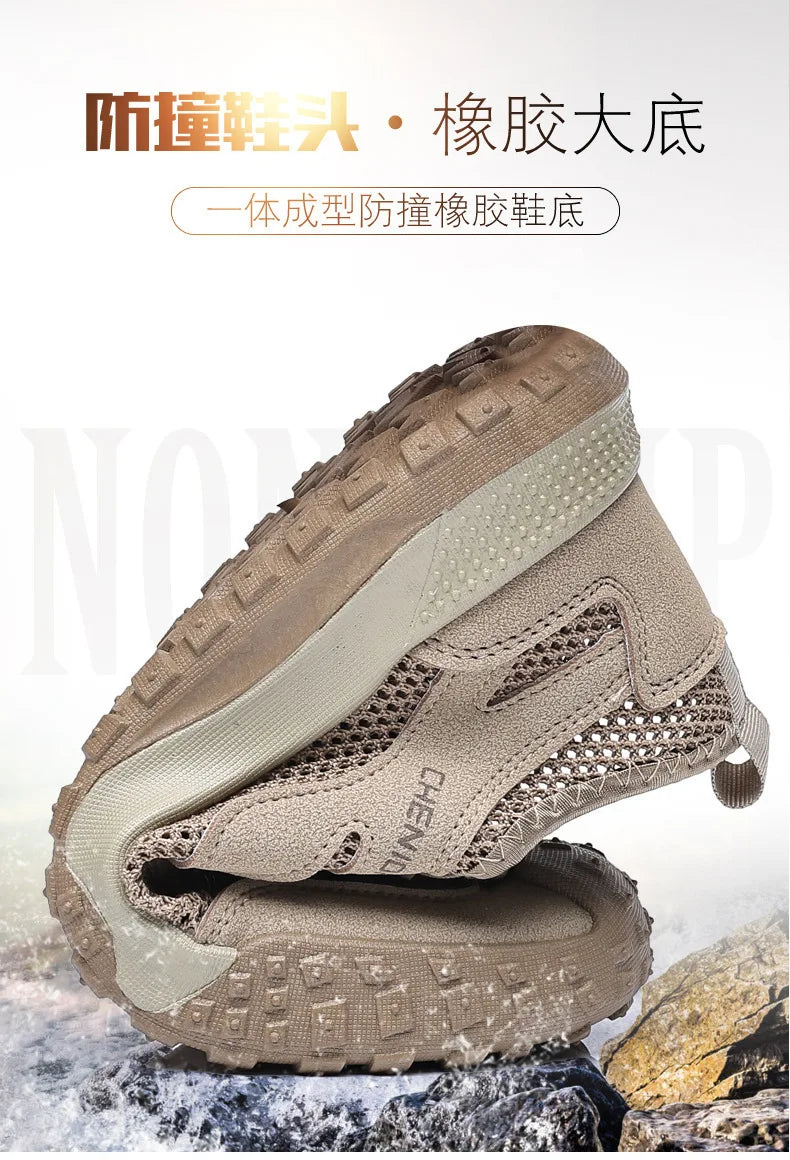 Oulylan Men's Summer Breathable Hollow Mesh Wading Shoes 2026 Outdoor Hiking Climbing Non-Slip Sport Sneakers Size 39-44 Pi-Mart
