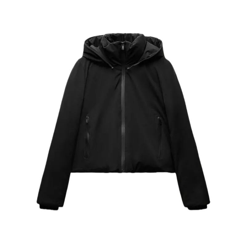 ETJ 2025 Autumn/Winter New  women's short imitation wind waterproof hooded thick warm cotton jacket Outdoor coat 4749703 LadyShow.Store