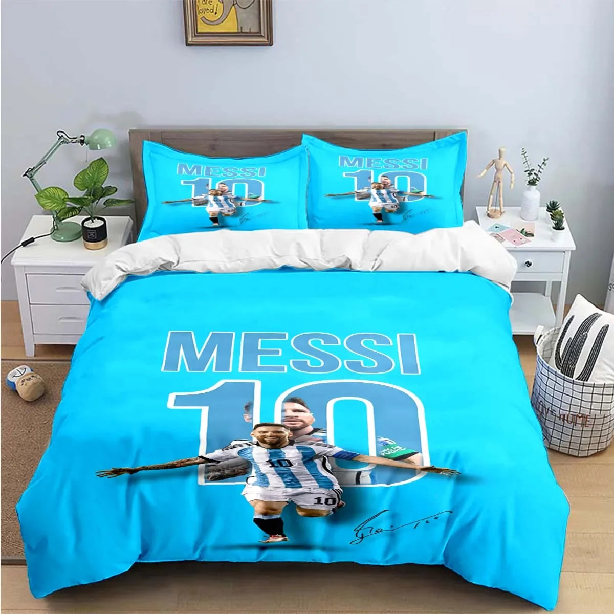 Fashion Football Star M-Messi R-Ronaldo Printing Bedding Set Duvet Cover Comforter Bed  Youth Kids Girl Boys Luxury Gift Pi-Mart