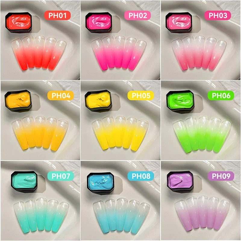 UR SUGAR 9 Colors Gradient Painting Gel Nail Art Gradient Color DIY Design Gel 4 In 1 Used For Gradient Nail Stamping Pattern Tri Light Beauty