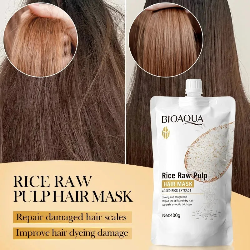 Rice Magic Keratin Hair Mask 5 Seconds Repair Damaged Frizzy Hair Soft Smooth Shine Moisturizing Nourishing Hair Root Care Tri Light Beauty