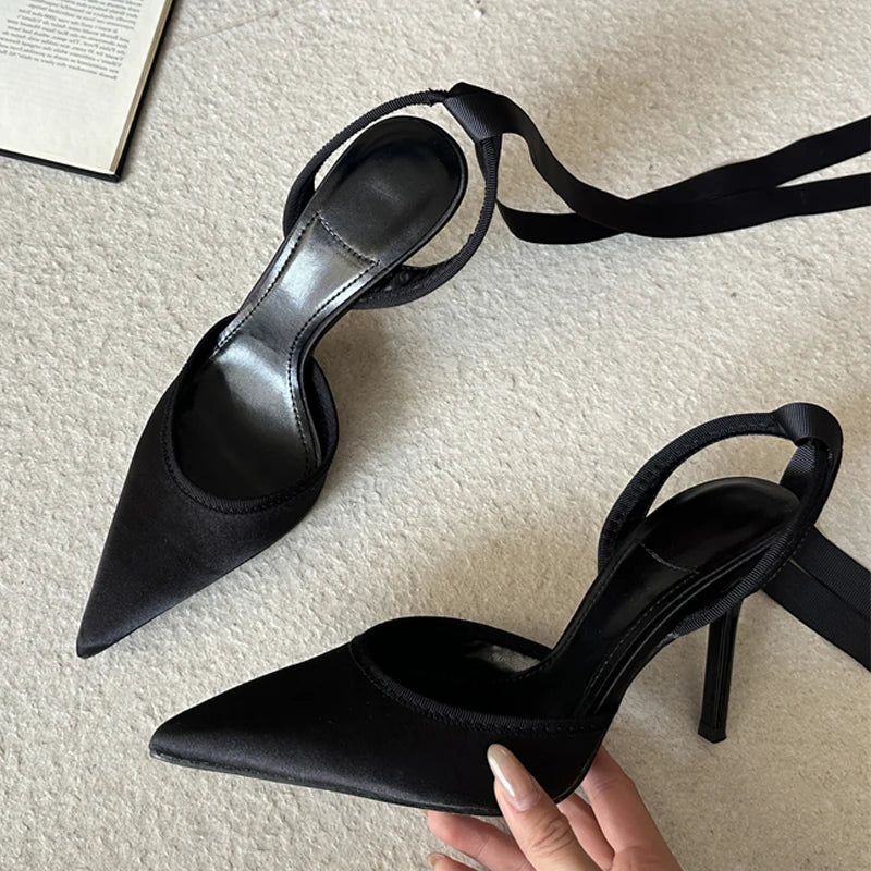 Eilyken Spring Design Sexy Ankle Strap Pumps Woman Sandals Pointed Toe Stiletto Heels Mesh Ladies Shoes Zapatillas De Mujer LadyShow.Store