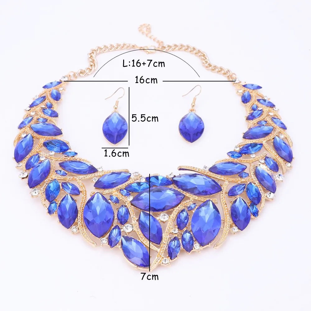 Bridal Jewelry Sets Wedding Engagement Necklace Earrings Sets for Brides Party Costume Decoration Jewellery Women Pi-Mart