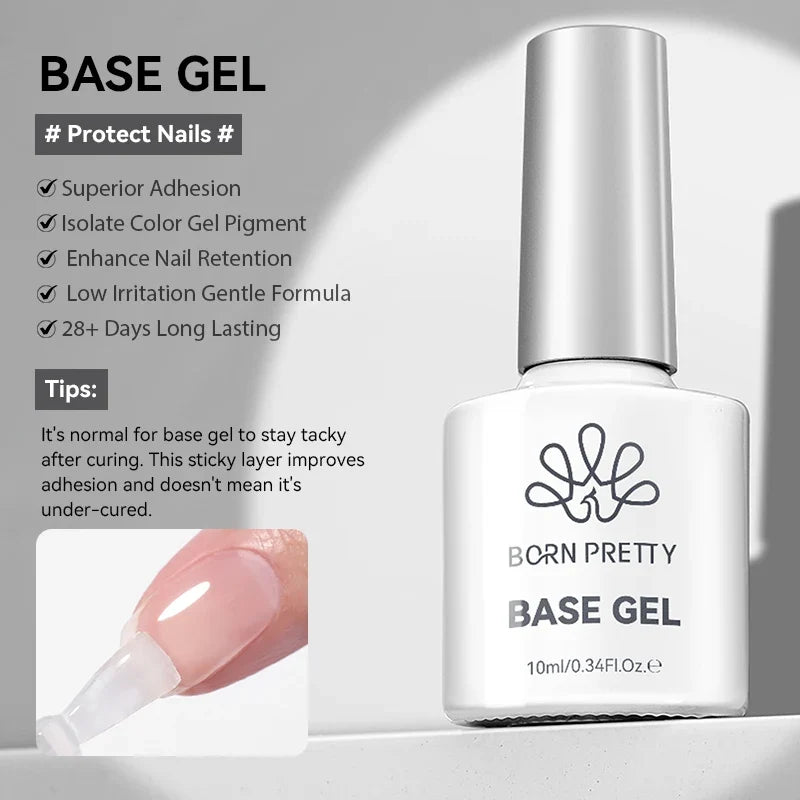 BORN PRETTY 10ml Base Gel Top Coat Rubber Gel Reinforcement Gel for Nails Tools Soak Off UV LED Nail Varnish Function Gel Tri Light Beauty