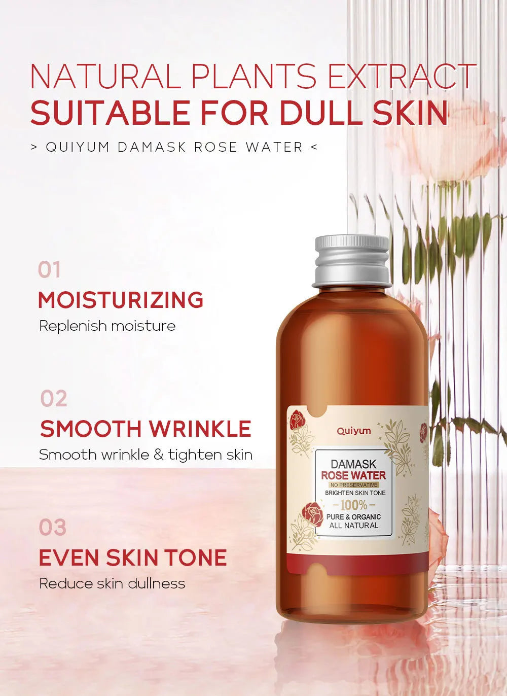 Face Care Rose Water Nourishing Skin Improve Dullness Anti Aging Facial Toner Damask Korean Skincare Products 100ml Pi-Mart