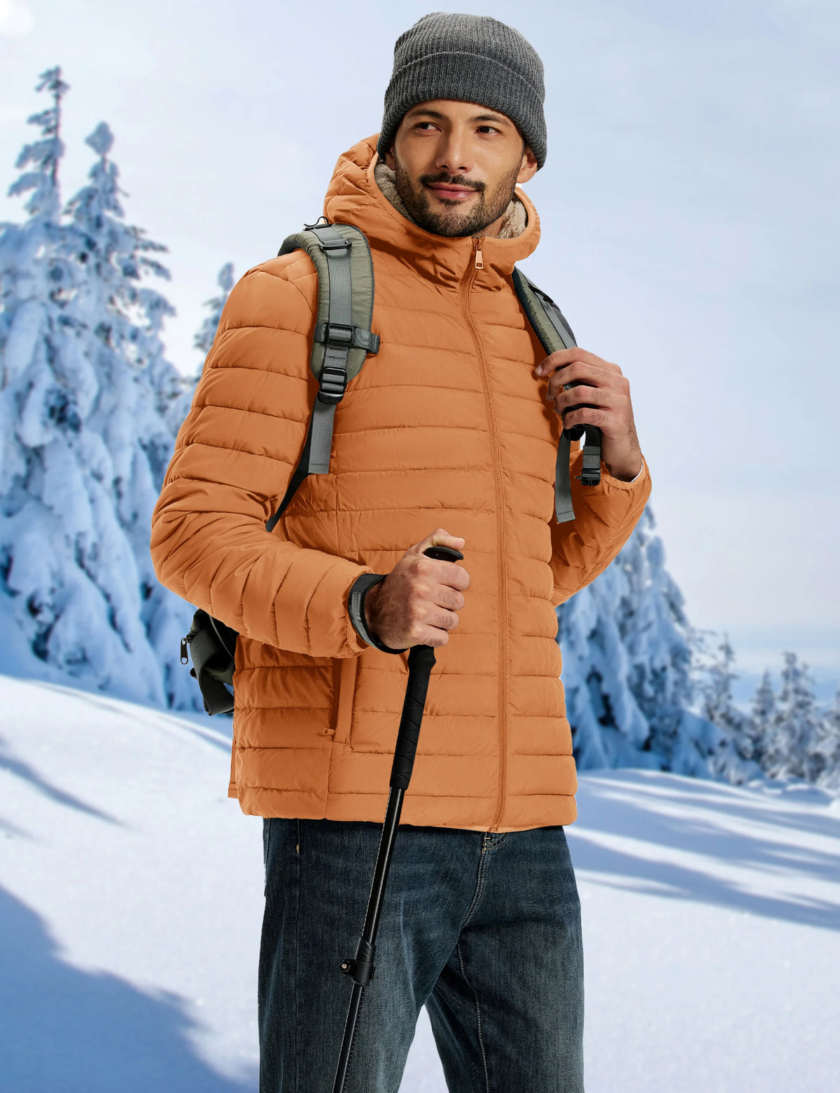 TACVASEN Men's Puffer Jacket Winter Warm Hooded Sherpa Lined Water Resistant Windproof Insulated Jacket Warm Winter Puffy Coat Pi-Mart