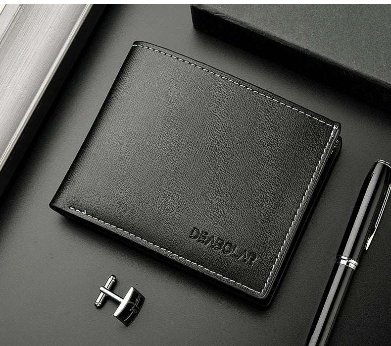 Pu Leather Men Short Wallet Thin Style Folding Young Men Credit Card Holder Wallet Pi-Mart