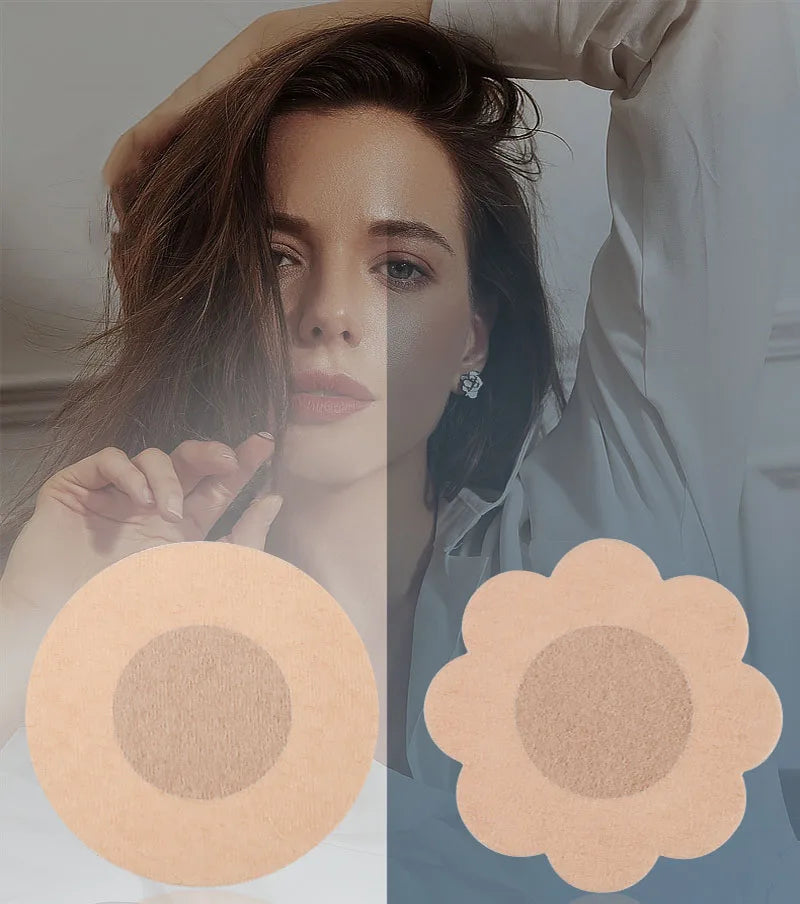 100Pcs Nipple Sticker Disposable Invisible Chest Sticker Non-woven Bra Breast Patch Bra-less Pasties Pad Nipple Cover Stickers Pi-Mart