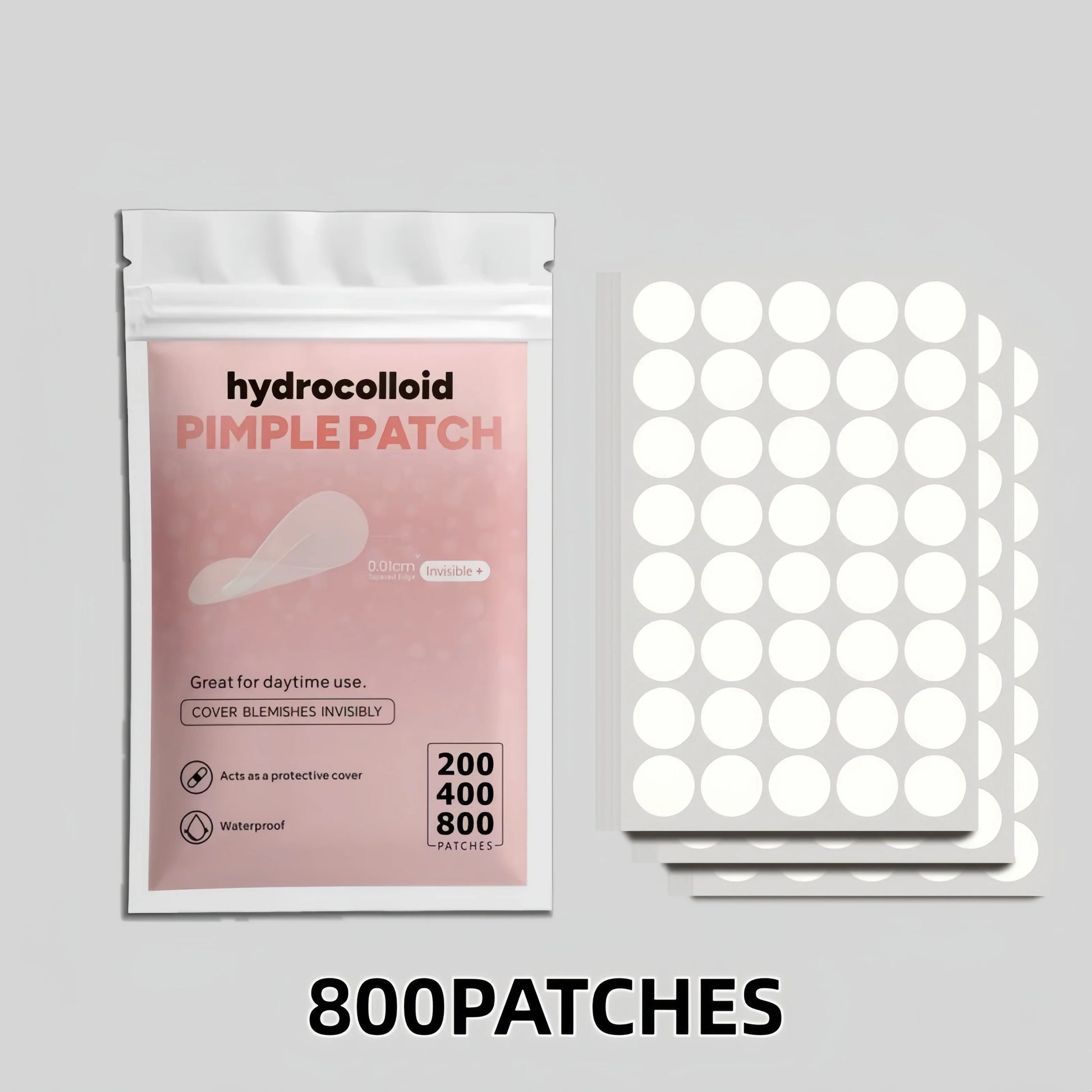 200/400/800pcs Invisible Clear Pimple Patch Set – Deep-Cleansing Hydrocolloid Acne Stickers, Mixed Sizes, Gentle & Skin-Friendly Tri Light Beauty
