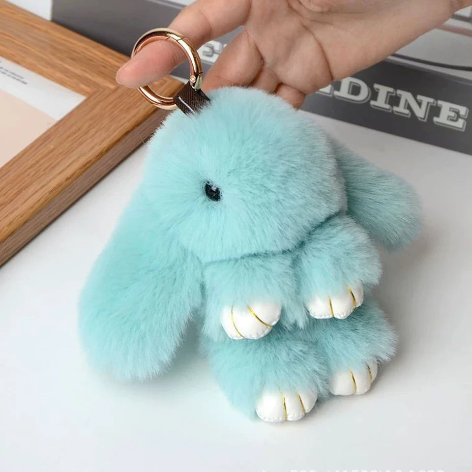 15cm Women's Rabbit Fur Keychain Bag Car Pendant Jewelry Decoration Fashionable Accessory for Bags And Gifts Pi-Mart