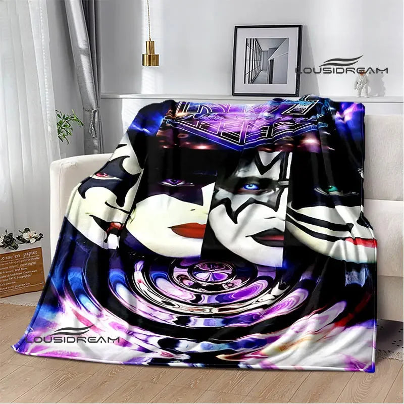 Kiss Band Printed Blanket picnic blanket Warm Blanket Flannel Home Travel Blanket throw blanket bed linings Birthday Gift Pi-Mart