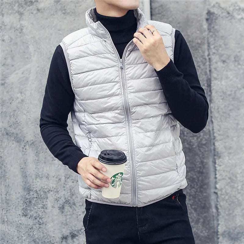 Men's Sleeveless Puffer Jackets Fashion Brand Men Down Vest Coats New Winter Casual Lightweight Down Duck Vest Coats Male LadyShow.Store