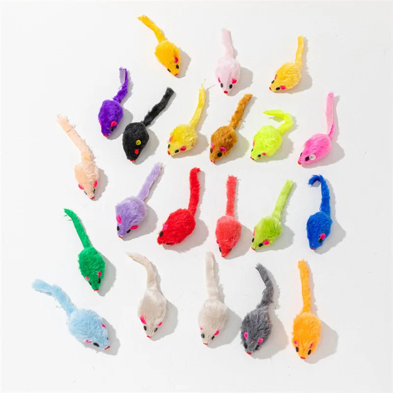 Interactive Cat Toy Realistic Mouse Shape with Rabbit Fur Feathers for Kitten Indoor Play Exercise Hunting Training Pi-Mart