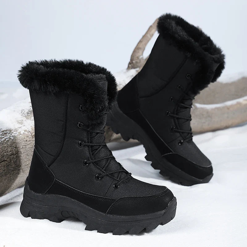 Winter Snow Boots for Women, Waterproof, Non-Slip, Warm, Northeast-Style Large Cotton Shoes, Ski Boots, Fleece-Lined, Thickened, Wear-Resistant, High-Top Cotton Boots LadyShow.Store