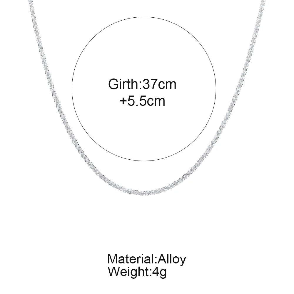 Fashion Simple Sparkling Necklace For Women Silver Color Clavicle Chain Choker Necklace Female Korean Wedding Party Jewelry Gift Pi-Mart